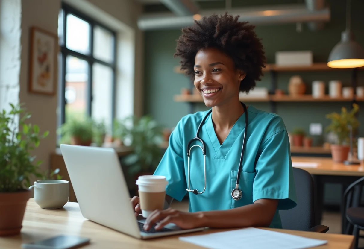 Remote healthcare professional at work