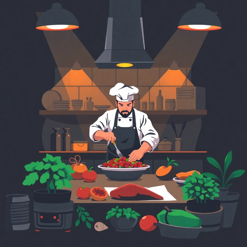 Chef trabajando en la cocina