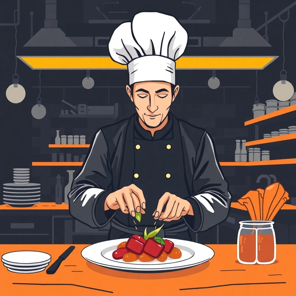 Chef plating a dish