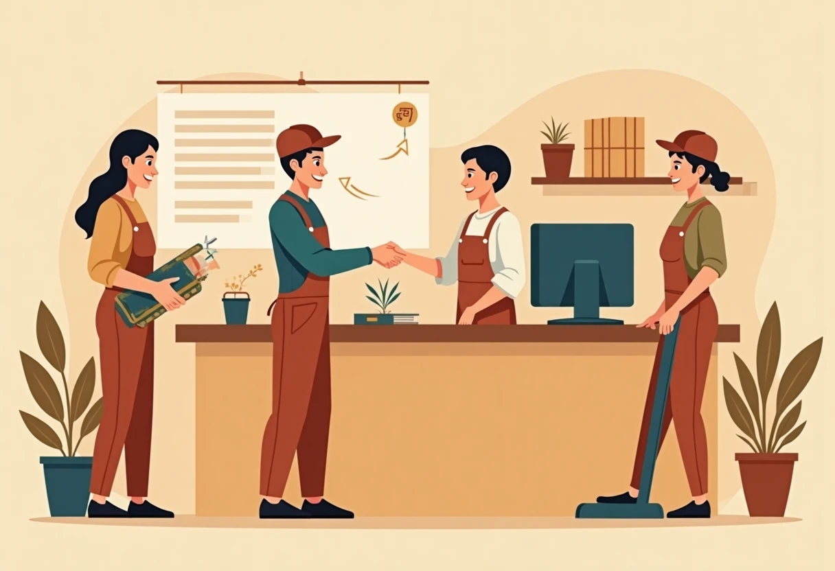 Hotel receptionist in lobby