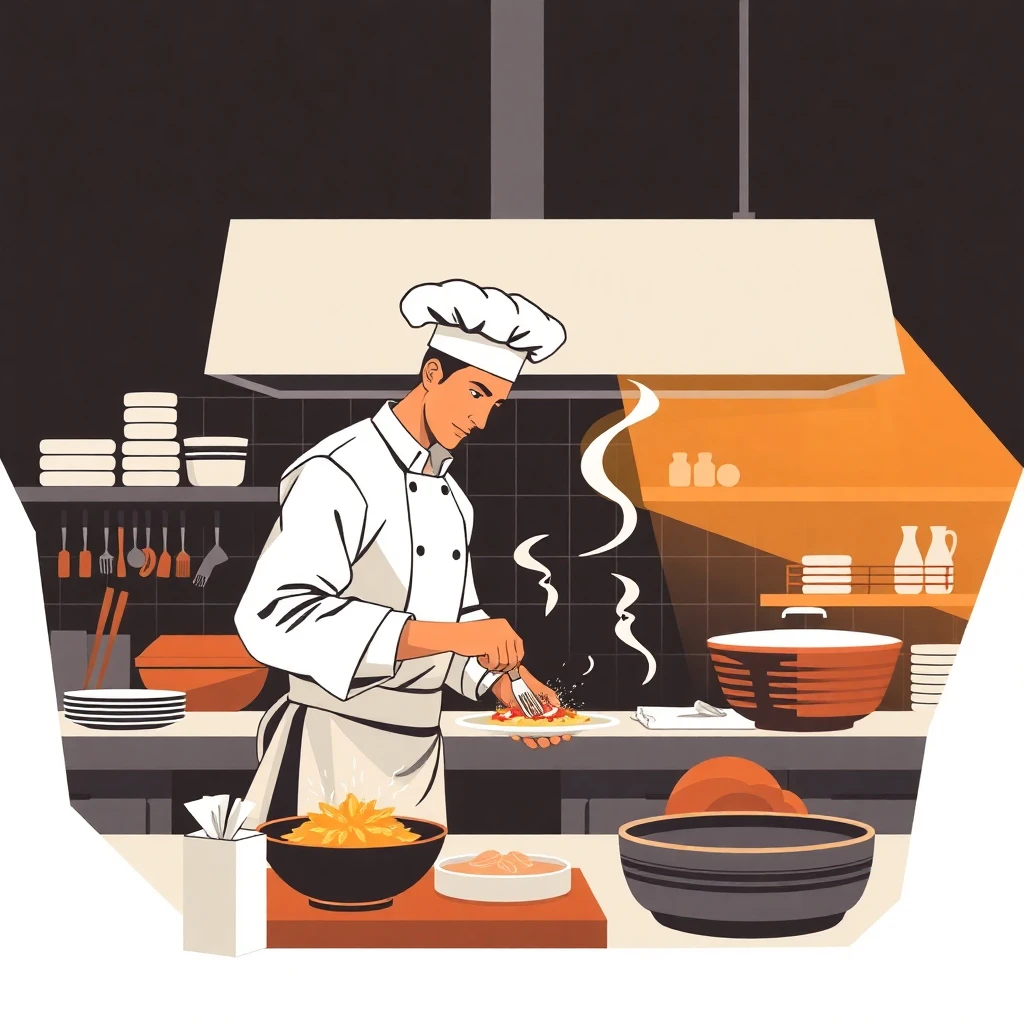 Chef preparing dish