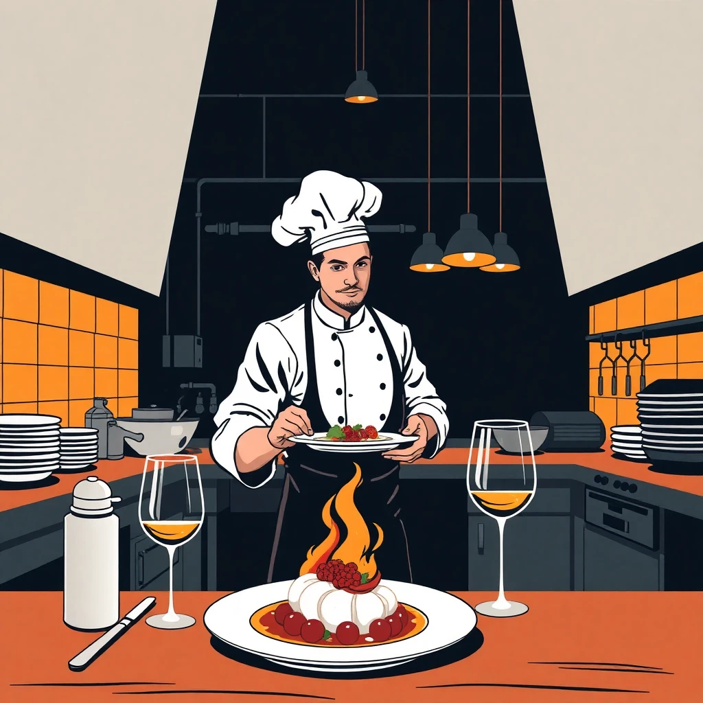 Chef plating a dish