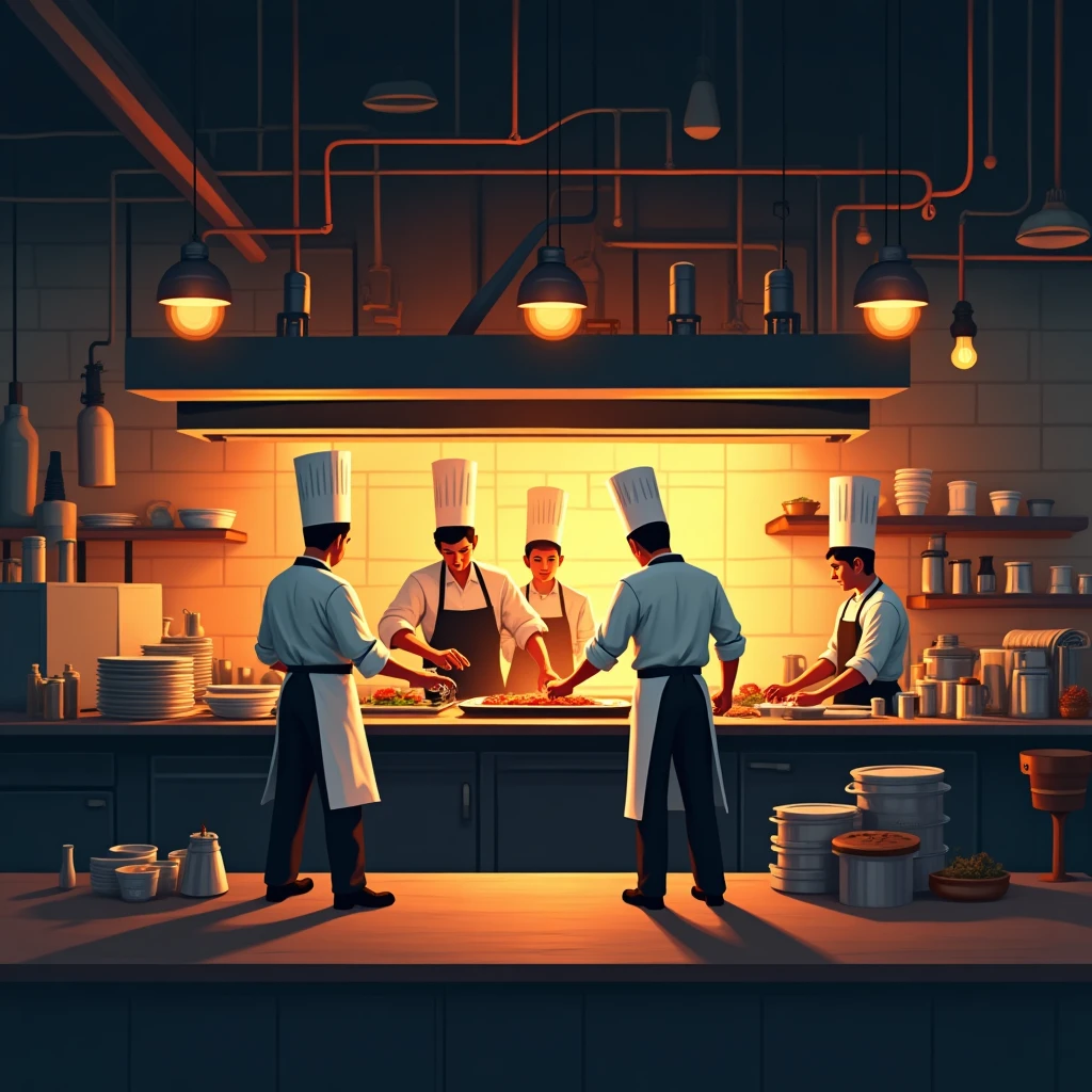 Busy restaurant kitchen
