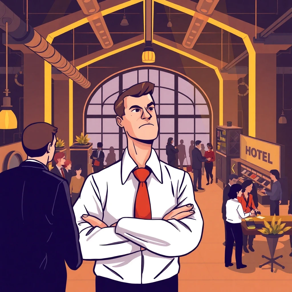 Hotel manager overseeing lobby