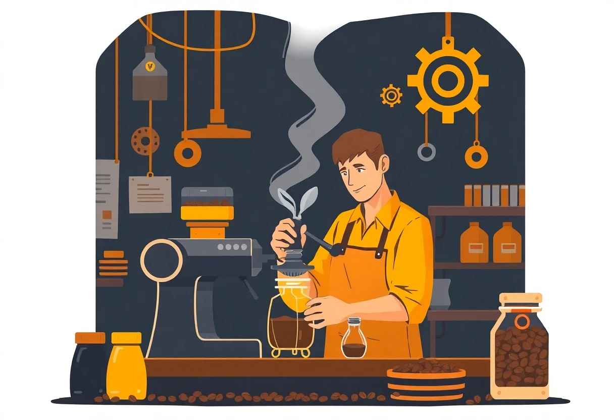 Barista crafting coffee