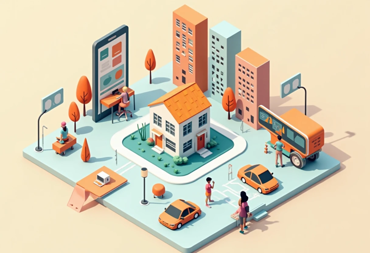 Moderne Stadt und App-Symbole