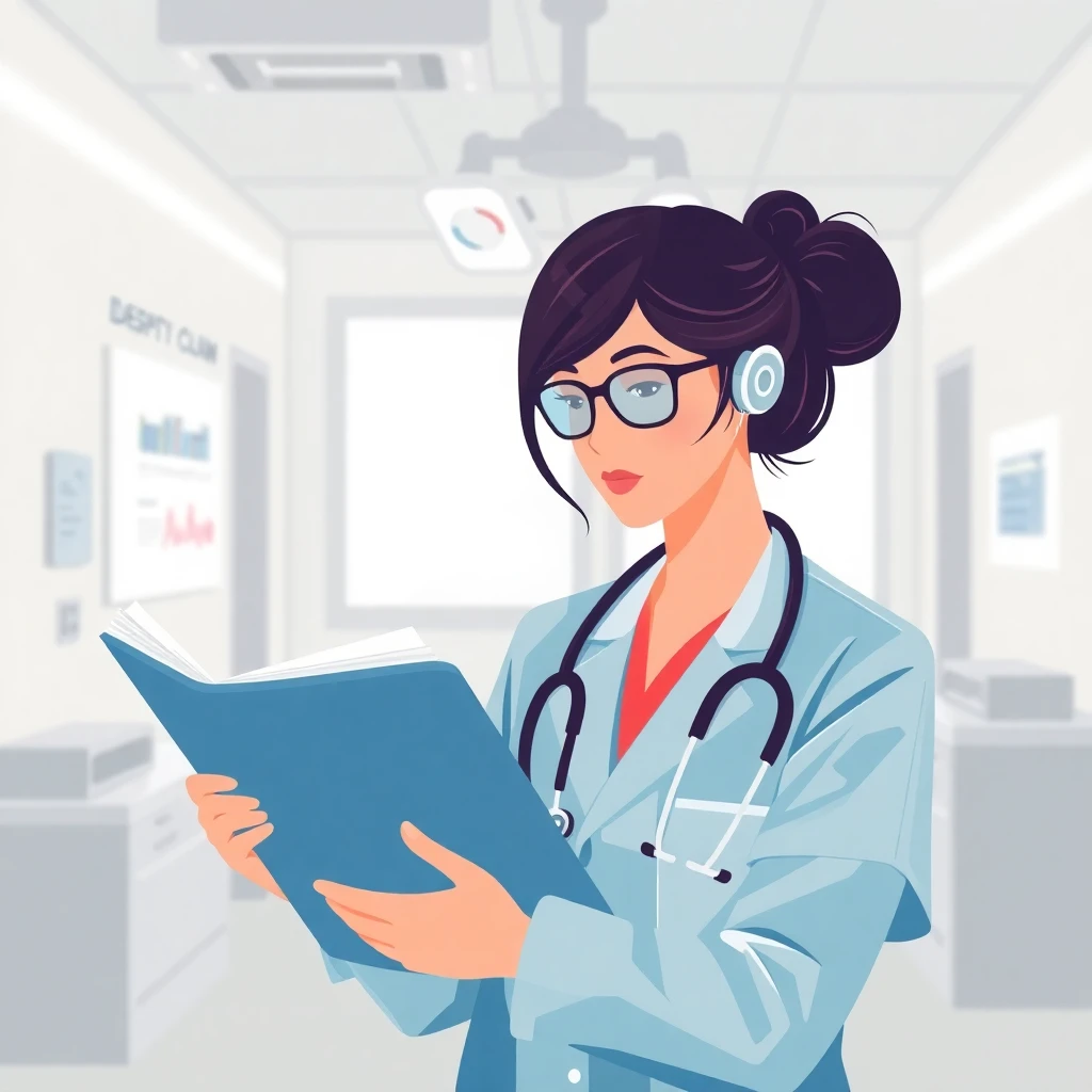 Infirmière lisant un dossier
