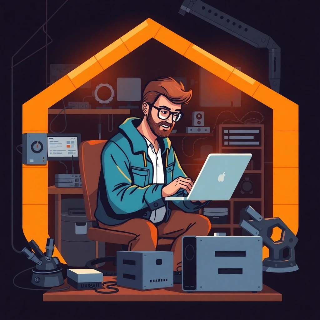 Ingeniero de redes trabajando desde casa