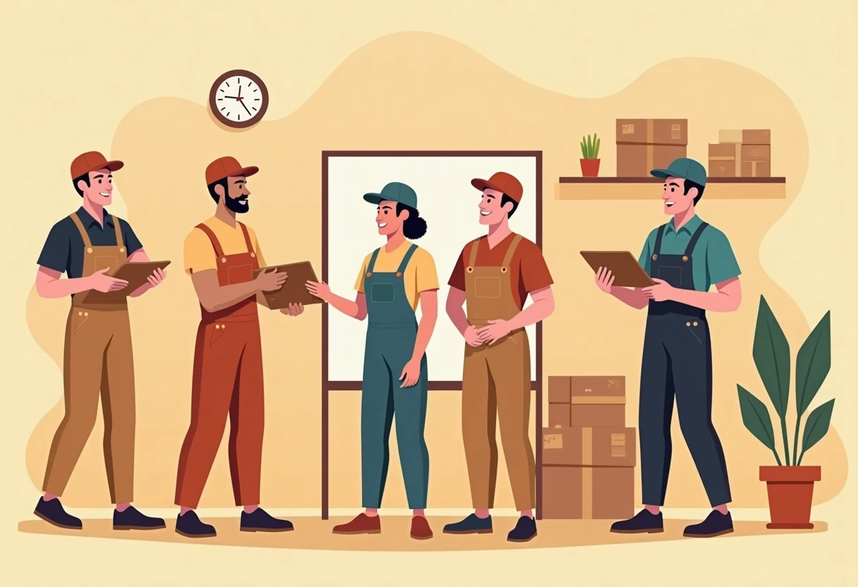 عمال مستودعات يحملون صناديق