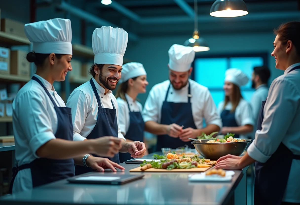 Chefs working in a kitchen