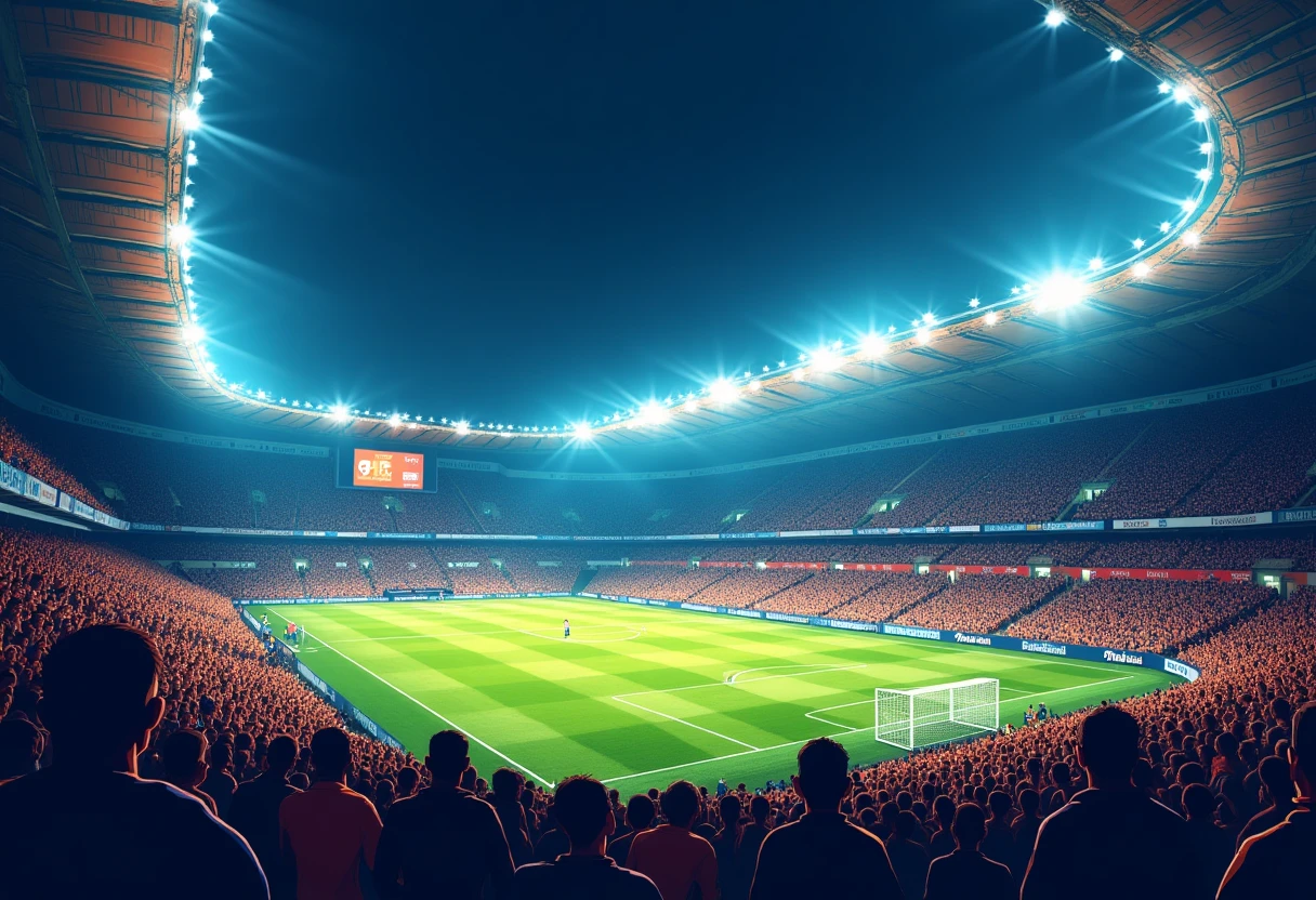 Dramatisches Fußballspiel bei Nacht