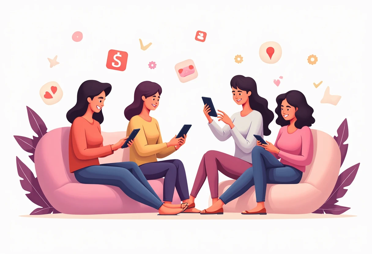 Personas meditando con apps