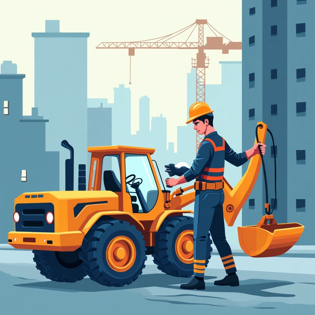 Ouvrier de construction utilisant un équipement moderne