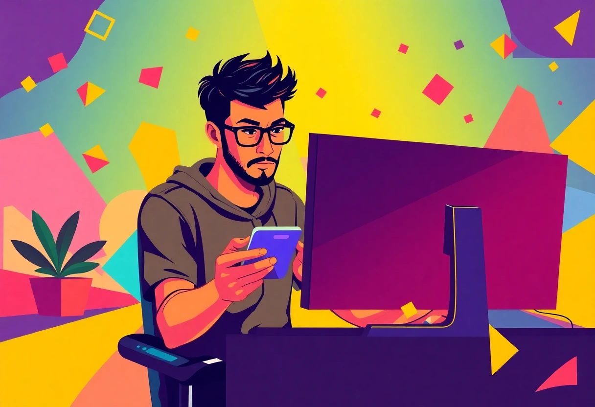 Gamer usando una app de acompañamiento