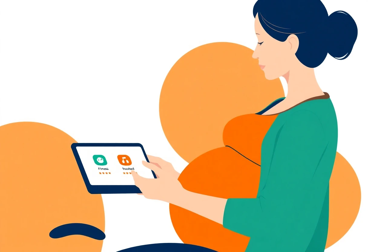 Pregnancy fitness app illustration