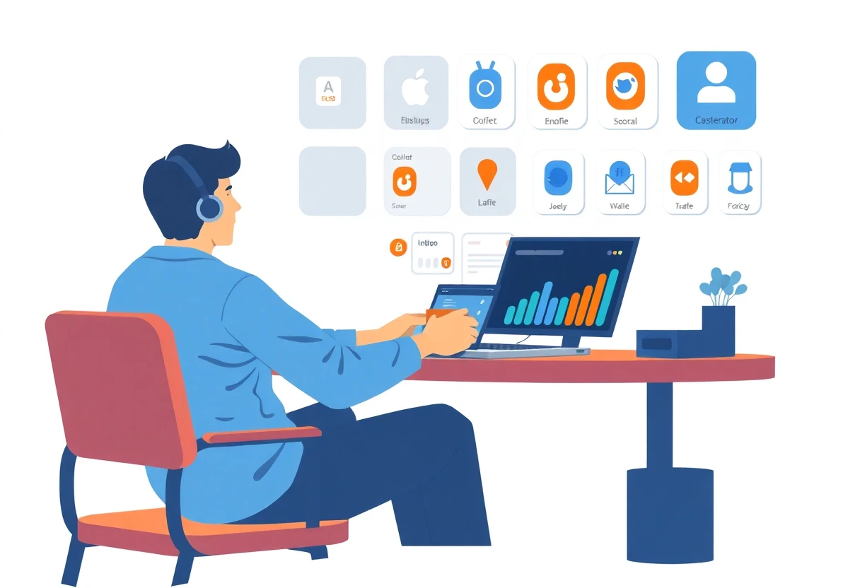 Freelancer revisando aplicaciones de compras