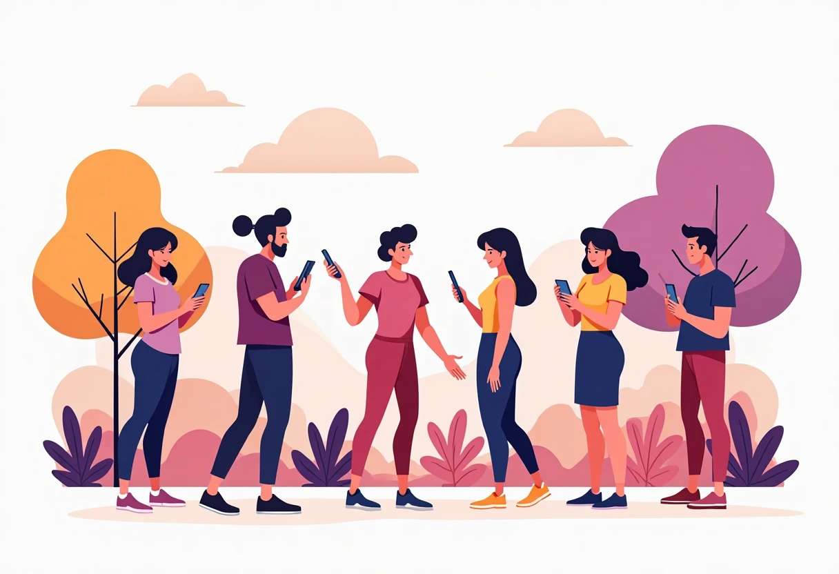 Freelancers using fitness apps in the park