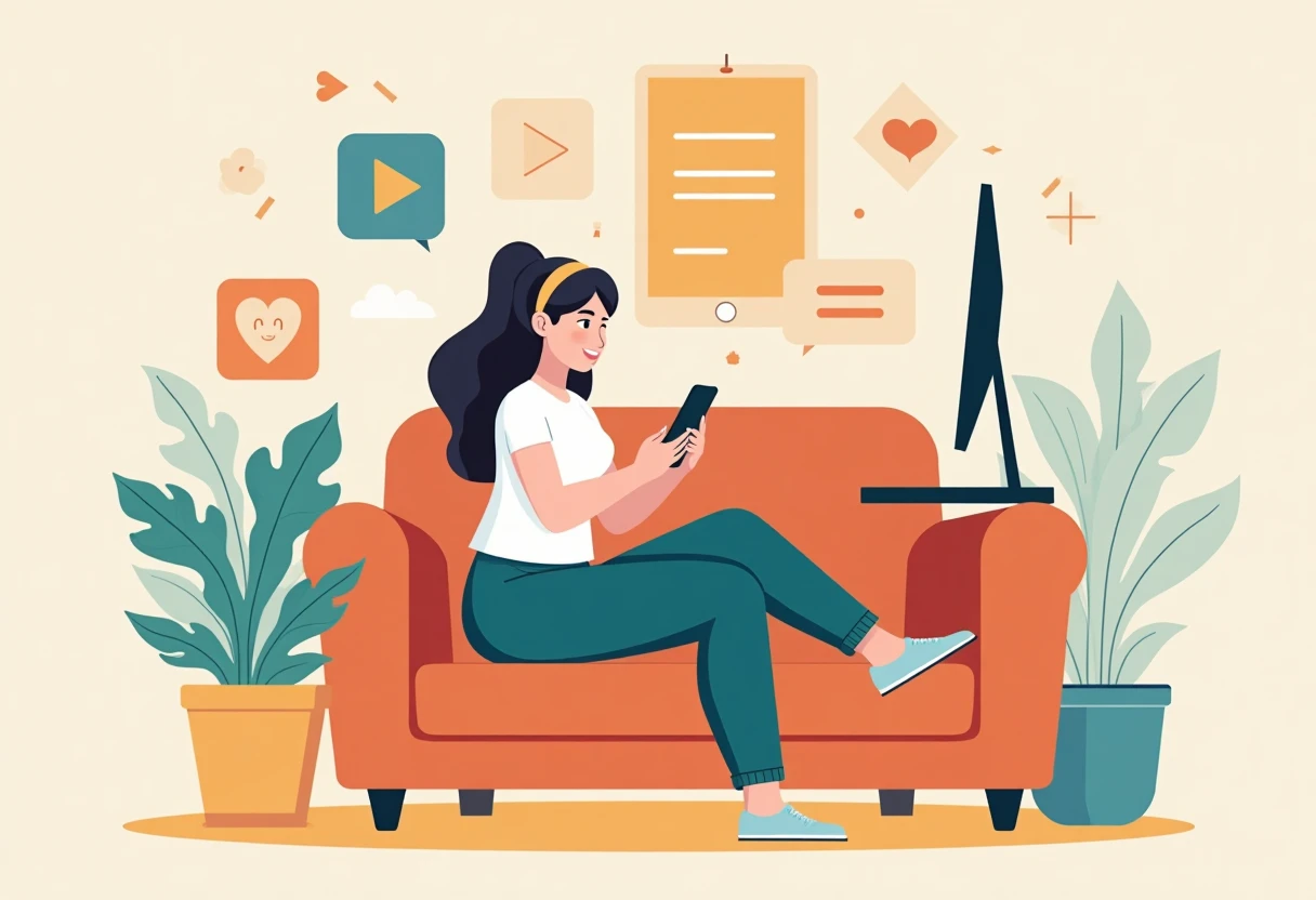 Mujer entrenando en casa con una app de fitness