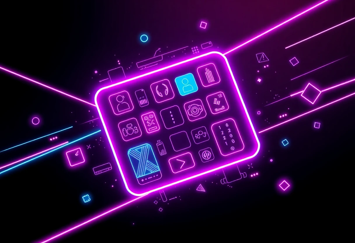 Ilustración abstracta de apps de juegos móviles