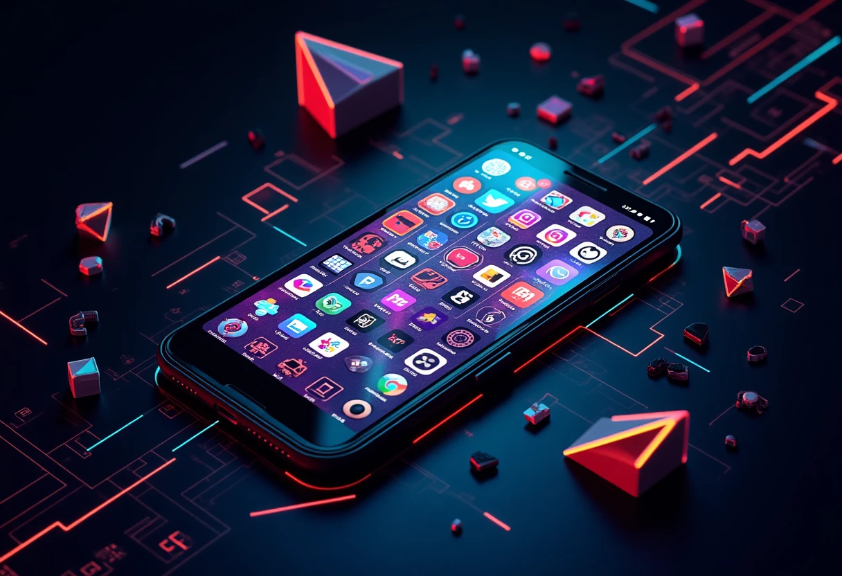 Abstract app icons on a phone