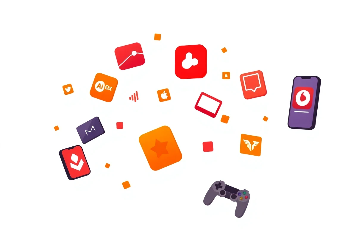 Iconos de aplicaciones de streaming flotando