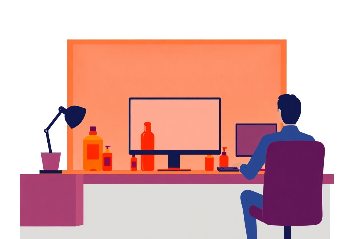 Botellas de productos de lujo en mármol