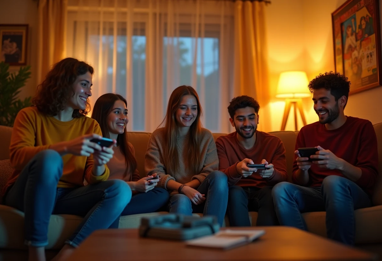 Jugadores móviles disfrutando juntos
