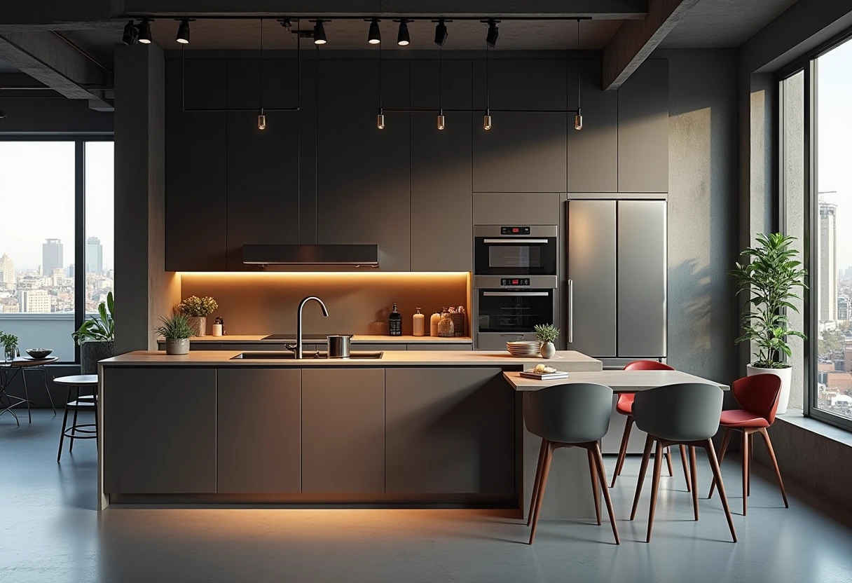 Cocina moderna en casa premium