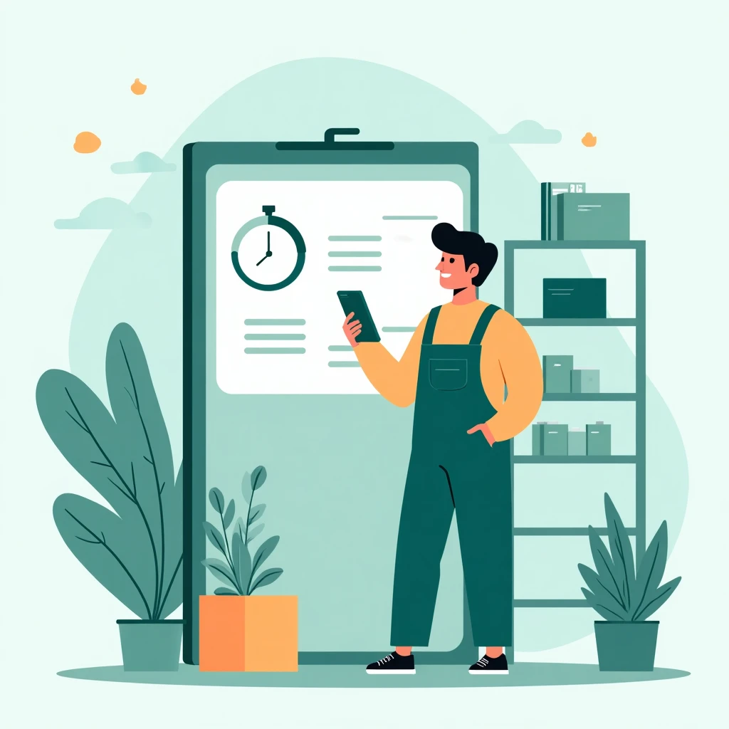 Trabajador logístico revisando horario