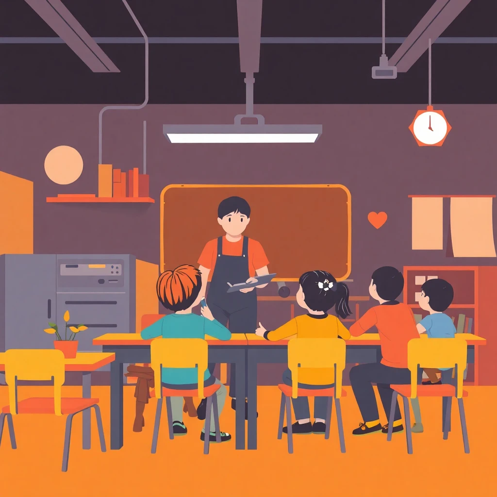 Maestro de preescolar en acción