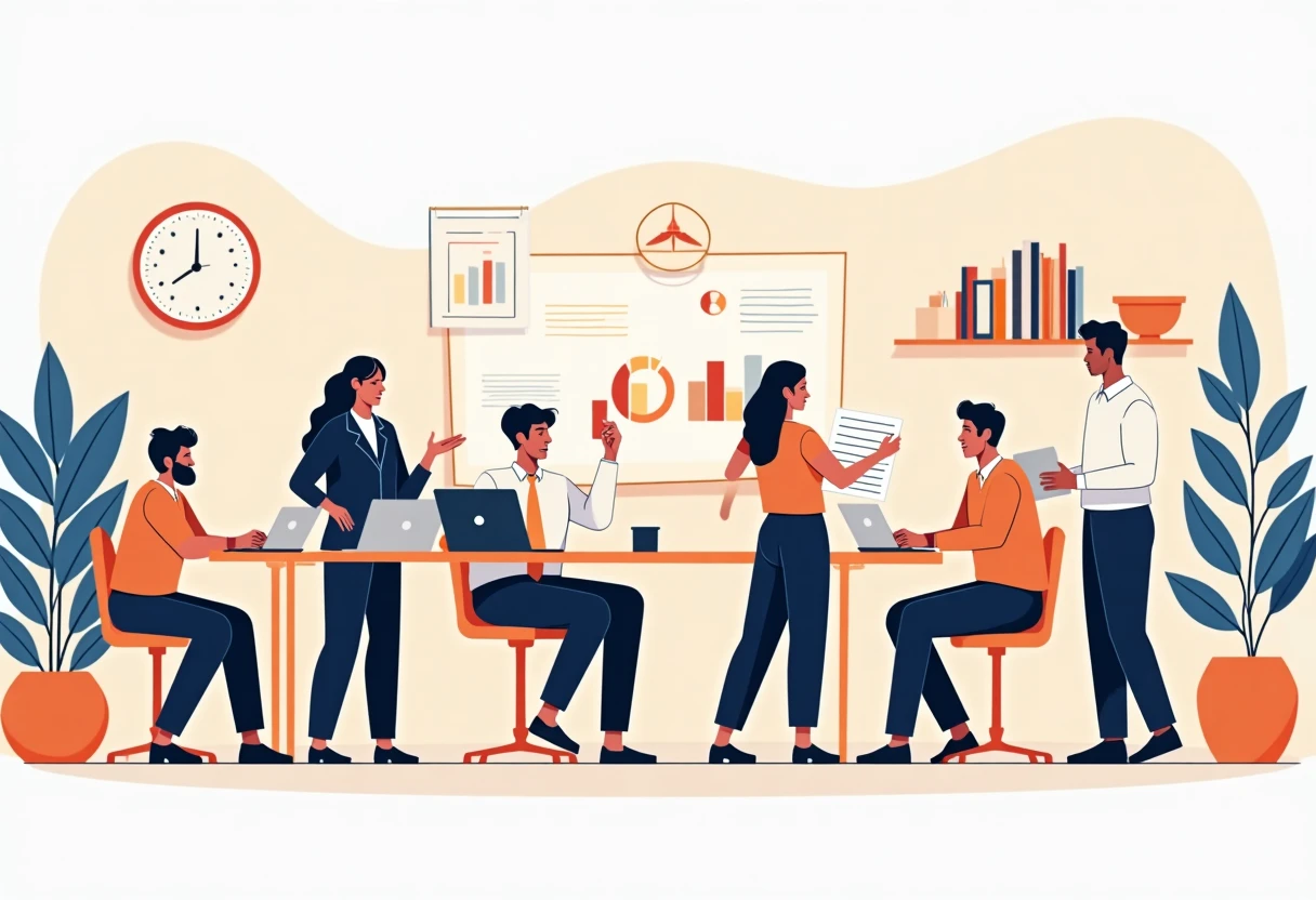 Profesionales colaborando en una oficina moderna