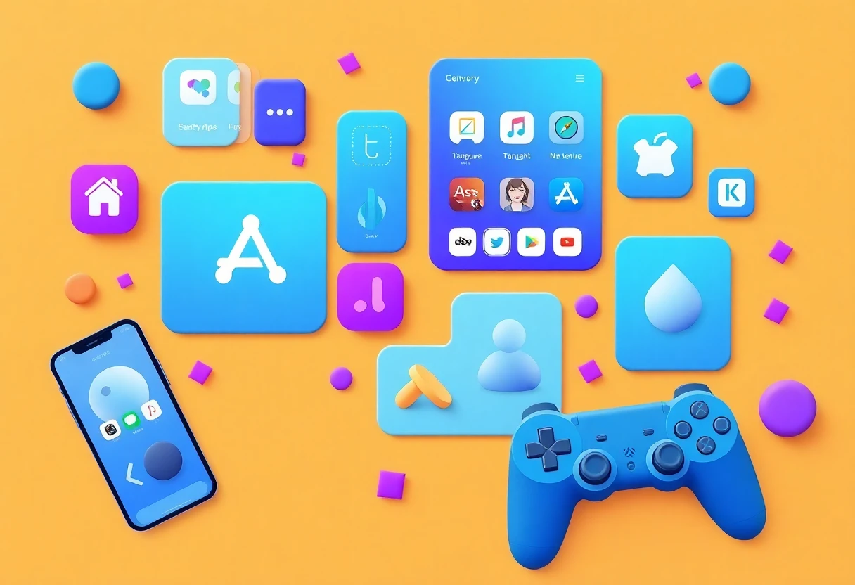 Icone di app su sfondo caldo