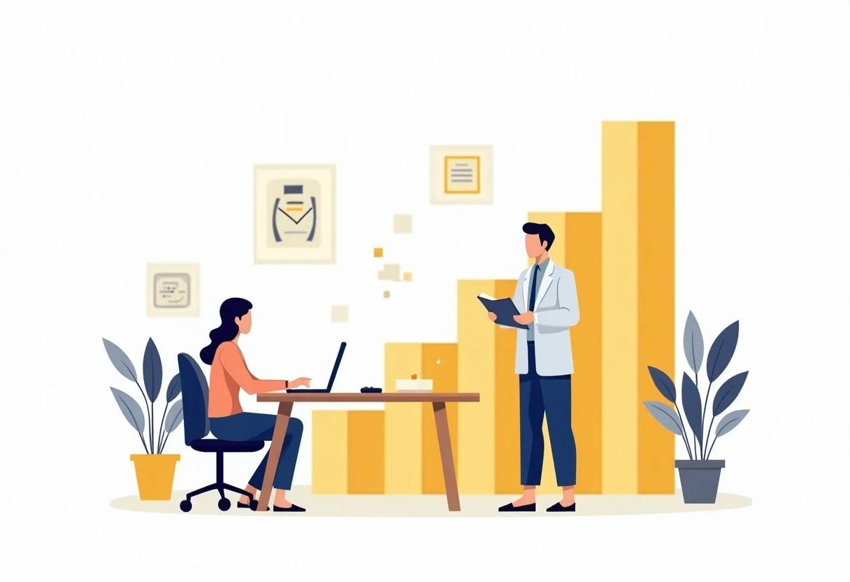 Healthcare office setup with geometric shapes