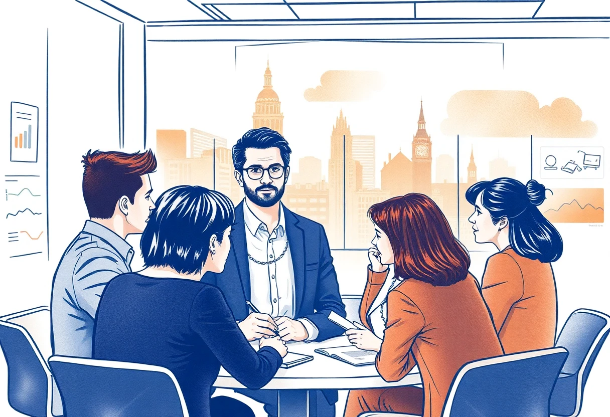 Professionisti del servizio clienti in riunione