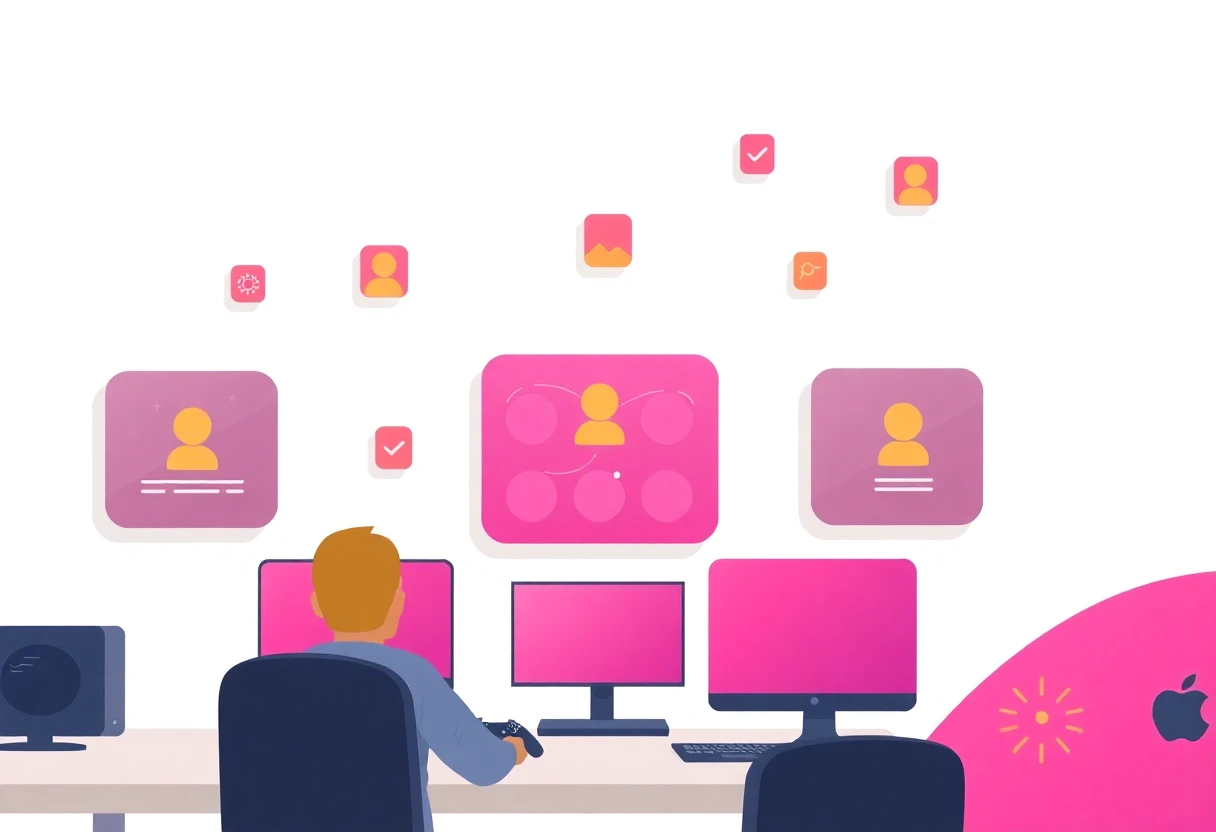 Illustration abstraite d'applications de gestion et maintenance
