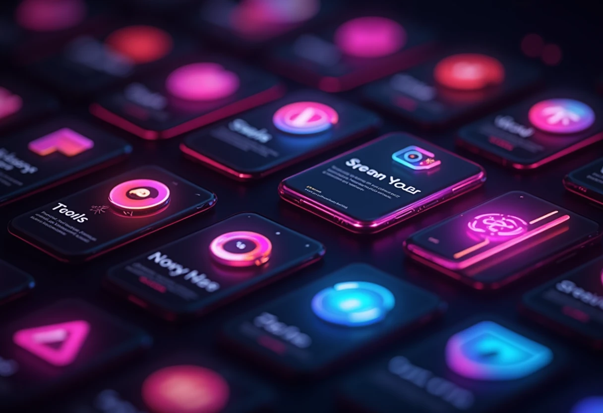 Icônes d'applications de streaming en néon