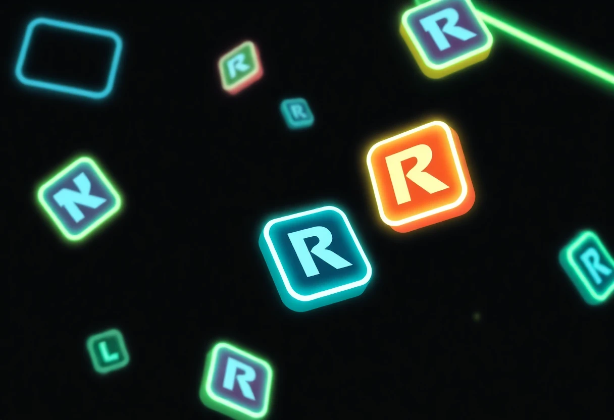 Icônes d'applications Roblox sur fond néon