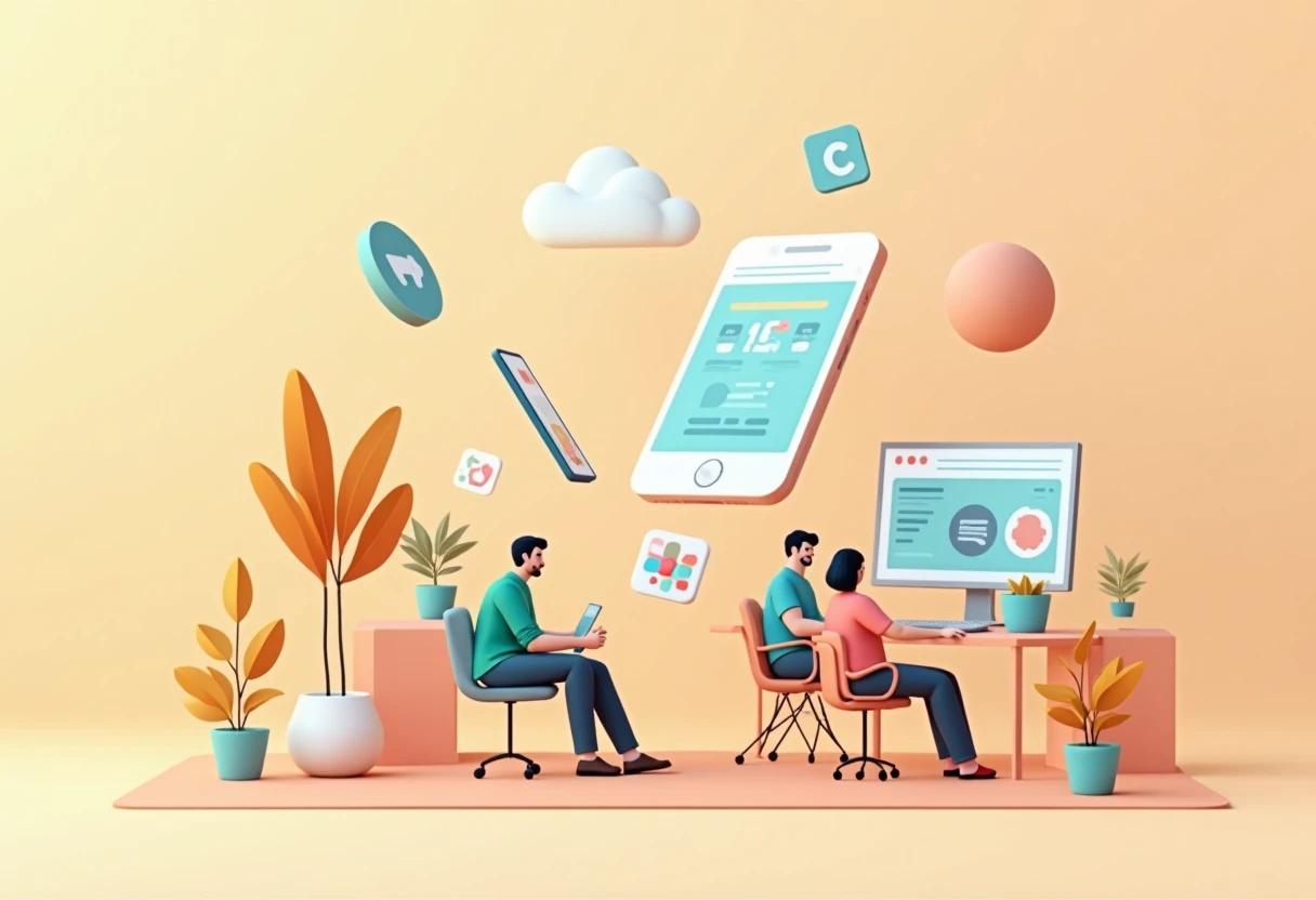 Illustration abstraite d'applications mobiles