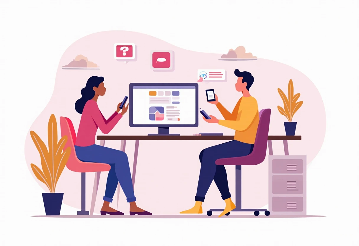 Professional workspace with technology tools