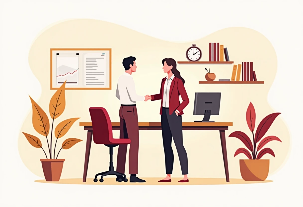 Discussion professionnelle en bureau moderne