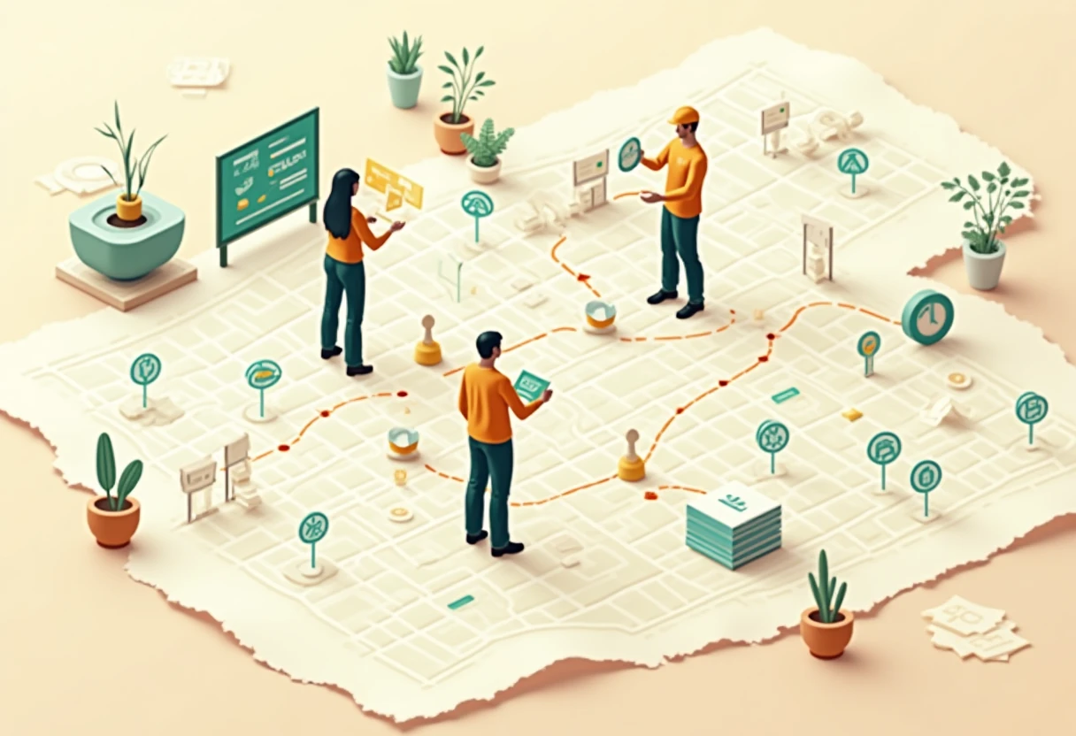 Carte de navigation d'opportunités d'emploi en entrepôt