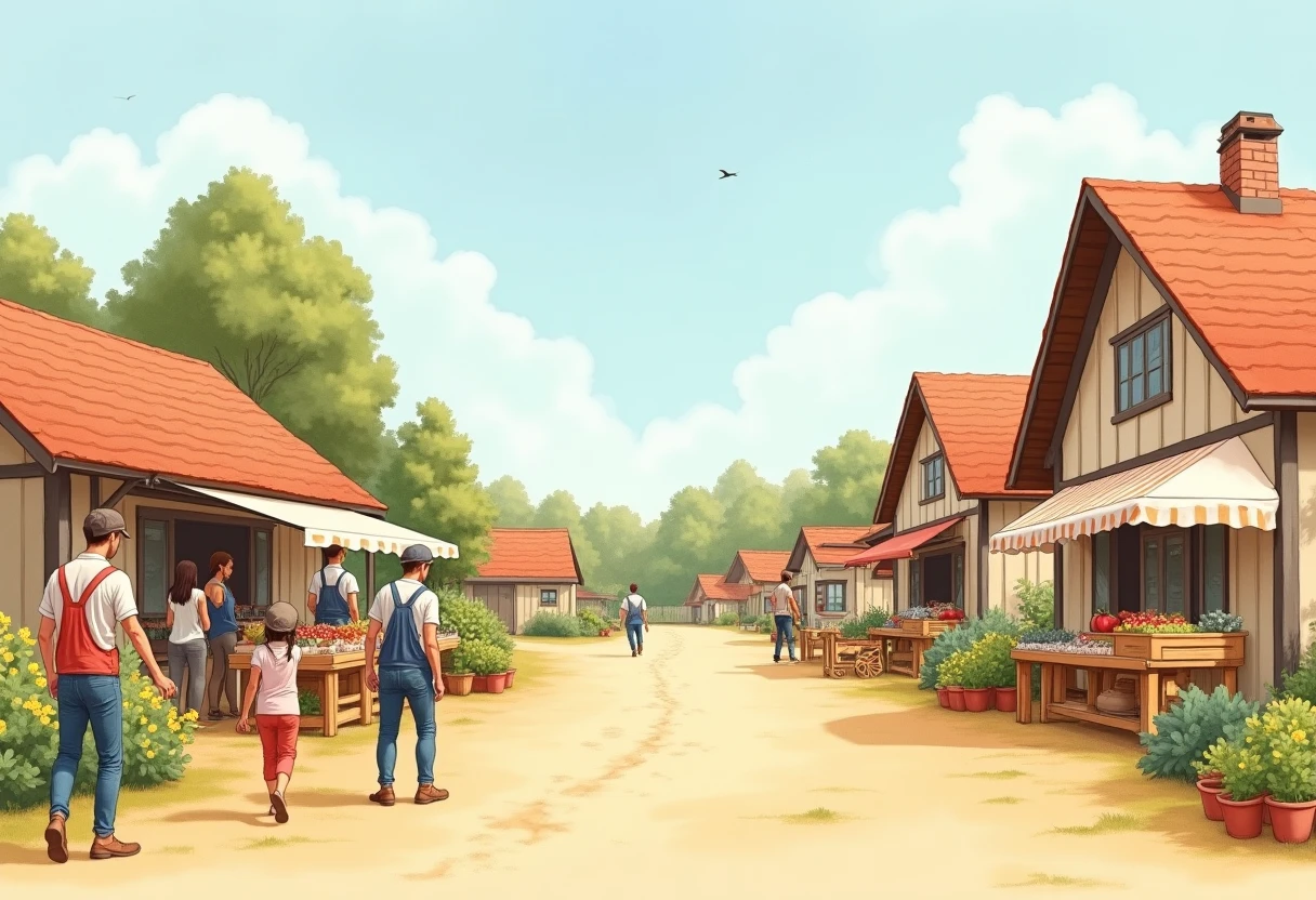 Scène de marché rural
