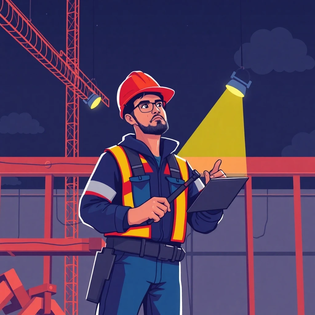 Travail de nuit sur un chantier