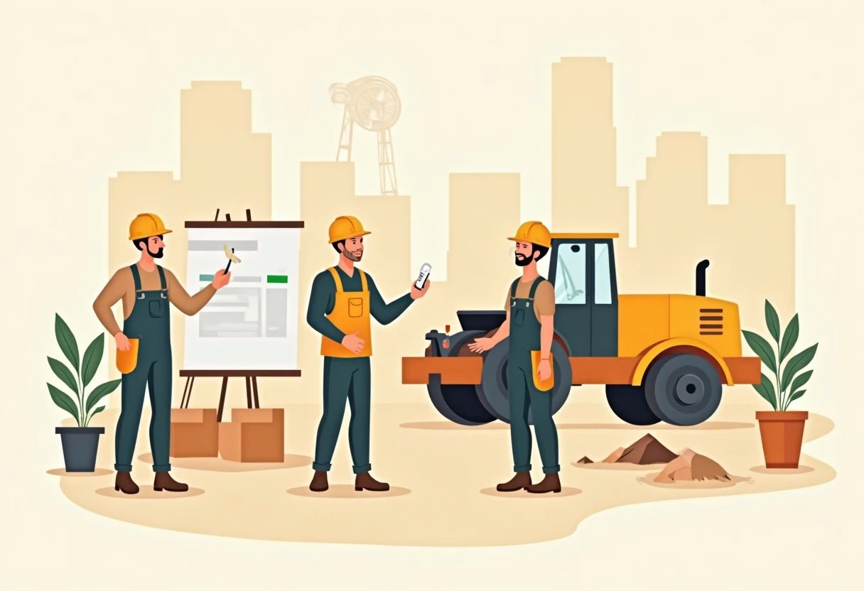 Travailleurs de la construction sur site