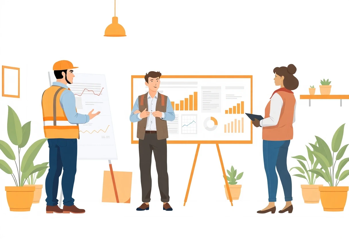 Professionnel de la construction discutant de projets