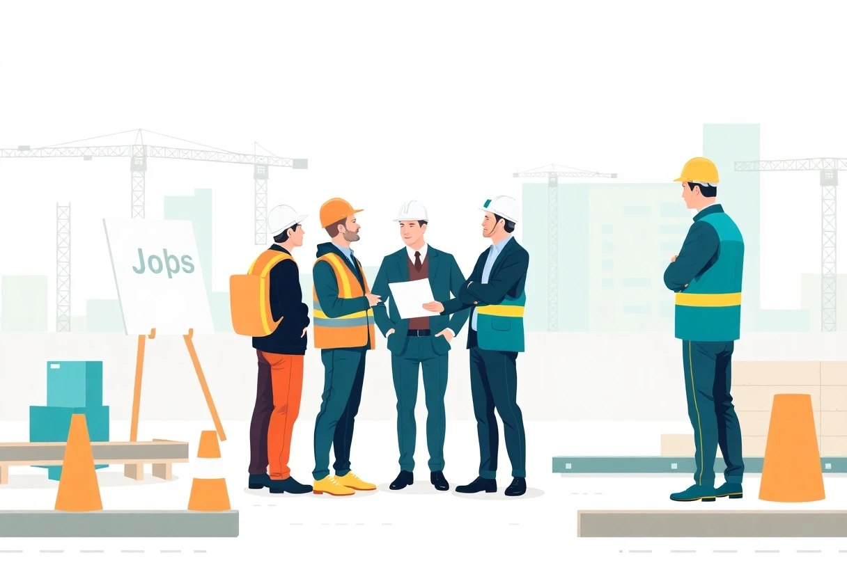 Professionnels de la construction sur un chantier