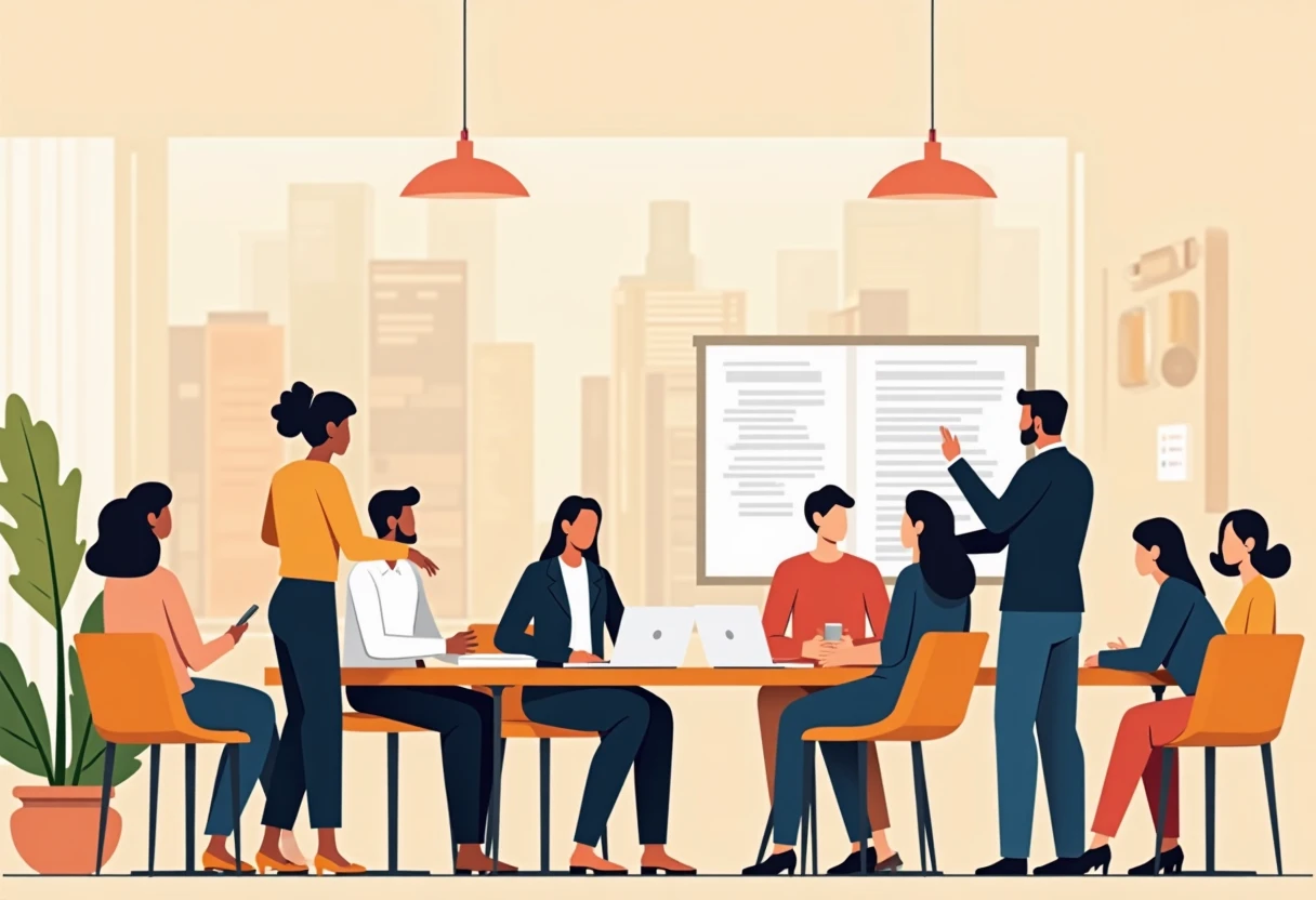 Discussion financière entre collègues