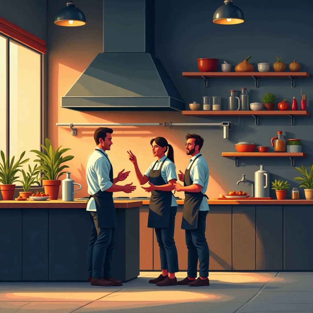 Professionnels de la restauration en discussion