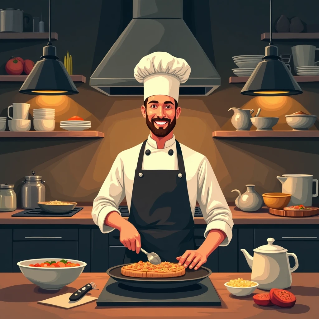 Chef cuisinier en action