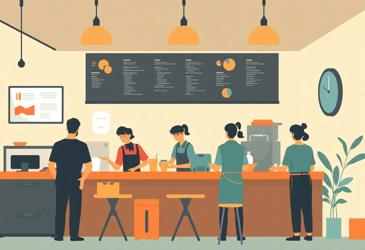 Illustration de personnes travaillant dans un restaurant
